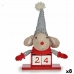 Figura Decorativa Rato Calendário Vermelho Cinzento Madeira 20 x 11 x 20 cm (8 Unidades)