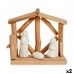 Kerststal set Wit Natuurlijk Hout Keramisch 17 x 14,5 x 8 cm (2 Stuks)