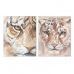 Maleri Home ESPRIT Kolonistil Tiger 80 x 3,7 x 100 cm (2 enheder)