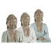 Decoratieve figuren Home ESPRIT Wit Groen Turkoois Boeddha Orientaals 14 x 10,5 x 18,5 cm (3 Stuks)