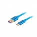 Kábel USB A na USB C Lanberg CA-USBO-21CU-0005-BL Modrá 50 cm 0,5 m