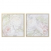 Paveikslas DKD Home Decor 80 x 4 x 80 cm Gėlės Shabby Chic (2 vnt.)