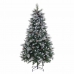 Árvore de Natal Branco Vermelho Verde PVC Metal Polietileno Nevado 210 cm