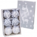 Bolas de Natal Branco Prateado Papel Polyfoam Veado 7,5 x 7,5 x 7,5 cm (6 Unidades)