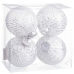Julekugler Hvid Sølvfarvet Plastik Materiale Paillietter 10 x 10 x 10 cm (4 enheder)