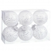 Kerstballen Wit Zilverkleurig Plastic Weefsel Pailletten 8 x 8 x 8 cm (6 Stuks)
