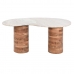 Mesa de apoio Home ESPRIT Branco Castanho Cinzento Mármore Madeira de mangueira 86 x 48 x 39 cm