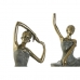 Figura Decorativa Home ESPRIT Cinzento Dourado Bailarina Ballet 15 x 10 x 43 cm (3 Unidades)