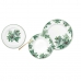 Namizni pribor DKD Home Decor Bela Zelena Porcelan Rastlinski list Vianoce 18 Kosi 27 x 27 x 2 cm