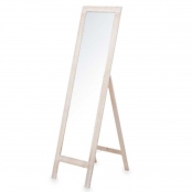 Specchio Portagioie Verticale Cristallo Stoffa Bianco Legno MDF (41 x 147 x  36,5 cm)