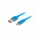 USB A - USB-C kabelis Lanberg CA-USBO-21CU-0010-BL Mėlyna 1 m (1 vnt.) ( 1m)