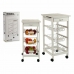 Groentetrolley Wit Metaal Dennenhout Tegel 37 x 76 x 37 cm Steun met 3 verdiepingen