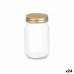 Frasco Transparente Dourado Metal Vidro 500 ml 8 x 13 x 8 cm (24 Unidades)