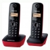 Telefone sem fios Panasonic KXTG1612SPR DECT Vermelho Âmbar Preto/Vermelho Vermelho/Preto Negro