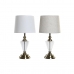 Bordlampe Home ESPRIT Hvit Beige Metall Krystall 35 x 35 x 69 cm (2 enheter)