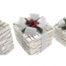 Set decoratieve dozen DKD Home Decor LED Wit Rood Groen Zilverkleurig 25 x 25 x 30 cm (3 Onderdelen)