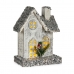 Decoratieve figuren Huis Kerstmis LED Licht Purpurine Wit Grijs Hout 19,5 x 25 x 9 cm