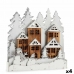 Decoratieve figuren Licht Dorp Wit Bruin Hout 44 x 44,7 x 6 cm (4 Stuks)