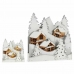 Decoratieve figuren Licht Dorp Wit Bruin Hout 44 x 48 x 7,5 cm (4 Stuks)