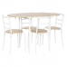 Tafel met vier stoelen DKD Home Decor Wit Natuurlijk Metaal Hout MDF 121 x 55 x 78 cm