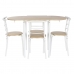 Tafel met vier stoelen DKD Home Decor Wit Natuurlijk Metaal Hout MDF 121 x 55 x 78 cm