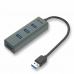 USB rozbočovač i-Tec U3HUBMETAL403 Čierna Sivá