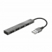 Hub USB Trust 23786 USB x 4 Gri Argintiu Aluminiu 3600 W