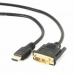 Cable HDMI a DVI GEMBIRD 1.8m, HDMI/DVI, M/M 1,8 m Negro 1,8 m