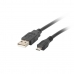 Cabo USB para micro USB Lanberg CA-USBM-10CC-0010-BK Preto 1 m (1 Unidade)