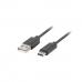 Καλώδιο USB A σε USB-C Lanberg CA-USBO-20CU-0010-BK Μαύρο 1 m