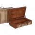 Conjunto de Baús Home ESPRIT Madeira Tela Colonial 60 x 24 x 37,5 cm 60 x 37 x 24 cm (2 Unidades)