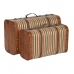 Kofferset Home ESPRIT Hout Canvas Koloniaal 60 x 24 x 37,5 cm 60 x 37 x 24 cm (2 Stuks)