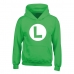 Uniseks Hoodie Super Mario Luigi Badge Groen