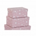 Set de cutii de depozitare, cu posibilitate de stivuire DKD Home Decor Alb Infantil Roz deschis Carton (43,5 x 33,5 x 15,5 cm)