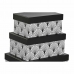 Set van opstapelbare opbergboxen DKD Home Decor Zwart Wit Karton
