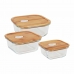 Set 3 Lunchboxen Quttin Vierkant Bamboe (6 Stuks)