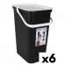 Cubo de Basura para Reciclaje Tontarelli Moda Blanco Negro 24 L (6 Unidades)