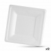 Set de Platos Algon Desechables Blanco Caña de Azúcar Cuadrado 16 cm (12 Unidades)