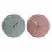 Wall Clock DKD Home Decor Green Pink 40,5 x 5,5 x 40,5 cm (2 Units)