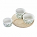 Conjunto para Aperitivos DKD Home Decor Bambu Grés Folhas Tropical 4 Peças 18 x 18 x 1 cm