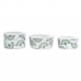 Set voor voorgerechtjes DKD Home Decor Wit Wit/Groen Bamboe Keramiek Lakens Tropisch 4 Onderdelen 18 x 18 x 1 cm