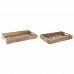 Set van trays DKD Home Decor 2 Stuks Bruin Donkerbruin Mangohout (2 Stuks)