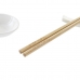 Sushi-sæt DKD Home Decor Bambus Stentøj Hvid Natur Orientalsk 27,3 x 20,3 x 2,5 cm (12 enheder)