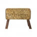 Fotpall DKD Home Decor Svart Trä Brun Läder Leopard (67 x 30 x 51 cm)