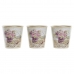 Ruukkusetti DKD Home Decor Beige Pinkki PVC Alumiini Shabby Chic 38 x 12 x 14 cm (3 Kappaletta)