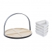 Conjunto para Aperitivos DKD Home Decor Branco/Preto Metal Bambu Grés Loft 4 Peças 21,5 x 21,5 x 14 cm