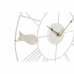 Relógio de Parede DKD Home Decor 39 x 3,5 x 39 cm Metal Castanho Branco Madeira MDF Mediterrâneo Peixes