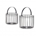 Coș Negru Metal 25 x 35 x 25 cm Cilindric (2 pcs)