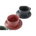 Set van 6 kopjes met schotel DKD Home Decor Groen Roze Donker grijs Keramiek 150 ml 16 x 17 x 35 cm