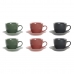 Juego de 6 Tazas con Plato DKD Home Decor Verde Rosa Gris oscuro Gres 150 ml 16 x 17 x 35 cm